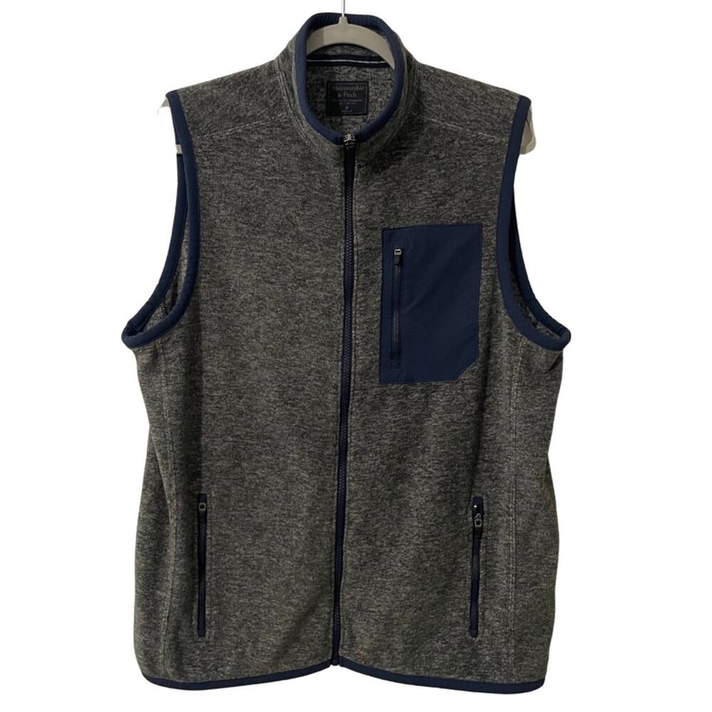 Abercrombie & Fitch Men’s Fleece Vest Charcoal Navy Blue Unisex Style sz M Gray